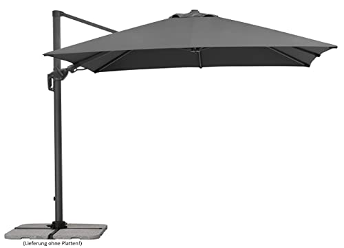 Schneider Sonnenschirm Rhodos Twist, anthrazit, 300 x 300 x 264 cm quadratisch, 730-15, Gestell Alu/Stahl, Bespannung Polyester, 25.7 kg