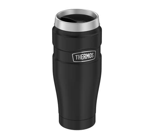 Thermos STAINLESS KING MUG 0,47l, black mat, Thermobecher 470ml, Kaffeebecher to go Edelstahl, Isolierbecher, 7 h heiß / 18 h kalt, spülmaschinenfest, absolut dicht, BPA-frei