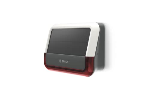 Bosch Smart Home Außensirene, kabellose Alarmanlage mit Solarpanel, warnt per 3-fachen Alarmierung hörbar, sichtbar und via Push-Nachricht