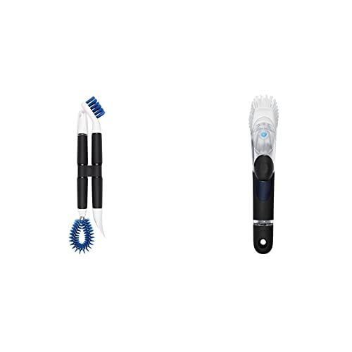 OXO Good Grips Reinigungsbürsten-/Silikonbürstenset für Küchenutensilien & Good Grips Reinigungsbürste/Spülbürste mit Spülmittelspender, 26 x 7,6 x 7,6 cm