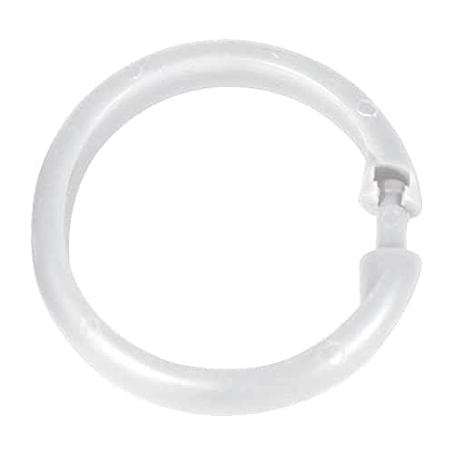 WENKO Duschvorhangringe groß Weiß 12er Set einfach anzubringen, je Ø 6 cm Weiß