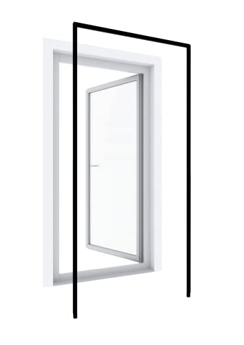 Windhager Insektenschutz Montagerahmen Premium bohrfrei Insektenschutzrahmen Fenster Türen montieren, individuell kürzbar, 125 x 245cm, anthrazit, 03857