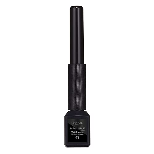 L'Oréal Paris Matte Signature Eyeliner 01 Black, schwarzer Eyeliner mit Präzisionspinsel für einen präzisen Lidstrich, wisch- und wasserfest