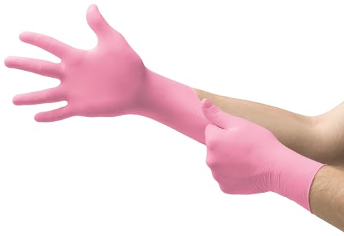 Ansell Micro-Touch Nitrafree Latexfreie Einweghandschuhe, Nitrilhandschuhe Puderfrei, Einmalhandschuhe Rosa, Untersuchungshandschuhe, Op Handschuhe L (100 Stück)