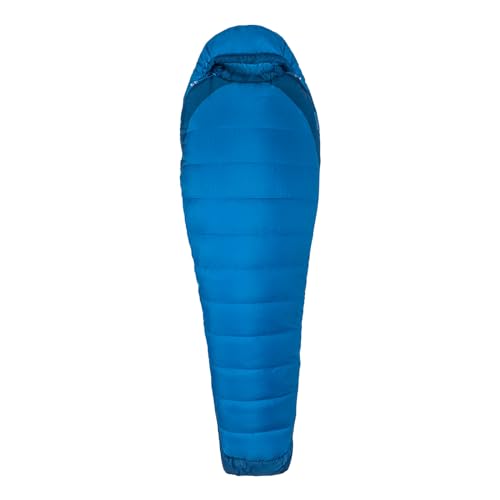 Marmot Trestles Elite Eco 20, Mumienschlafsack, leichter, umweltfreundlicher und warmer 3 Jahreszeiten Schlafsack, ideal zum Camping und Trekking, Estate Blue/Classic Blue, LZ