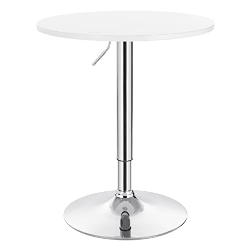 WOLTU Bartisch Stehtisch, höhenverstellbarer Tisch 70-91 cm, multifunktionaler Partytisch in Wohnzimmer Küche Balkon, Bistrotisch aus MDF Metall, Weiß