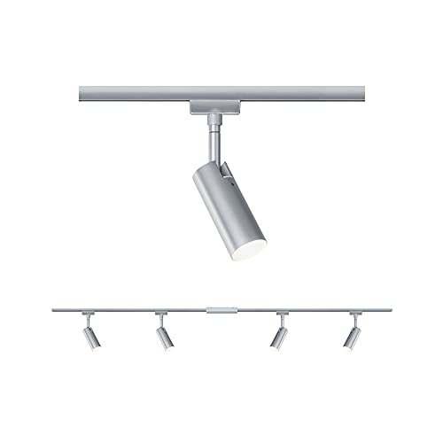 Paulmann 96900 LED Deckenleuchte URail Schienensystem Strahler Set Tubo, Deckenlampe Schwenkbar Spot 4-flammig Chrom Matt 3000K Warmweiß 5 W