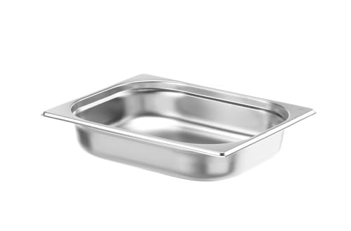 HENDI 800324 Gastronormbehälter, Temperaturbeständig von -40° bis 300°C, Heissluftöfen-Kühl- und Tiefkühlschränken-Chafing Dishes-Bain Marie, 4L, GN 1/2, 325x265x(H)65mm, Edelstahl