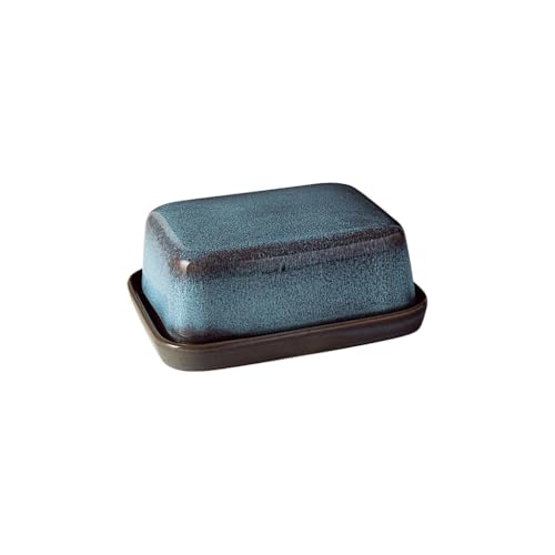 like. by Villeroy & Boch – Lave glace Butterdose Blau, Spülmaschinenfest, Mikrowellensicher, Butterschale, türkiser Butterbehälter, Geschirr, Behälter für Butter, Steingut