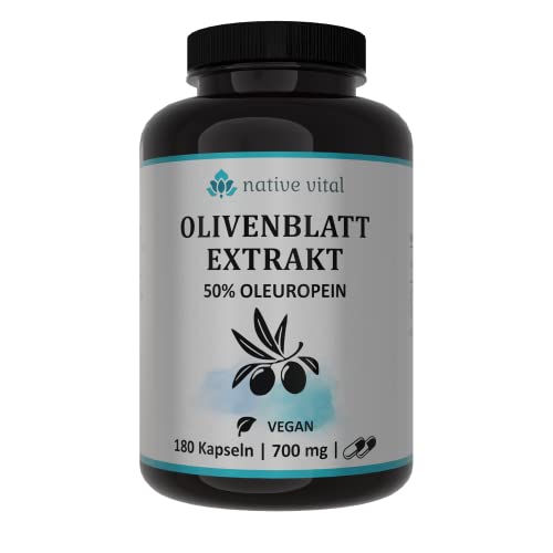 NEU! Olivenblatt Extrakt - 50% Oleuropein - 700mg pro Tagesdosis - 180 Kapseln - Made in Germany - Vegan - Premium Qualität