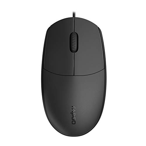 Rapoo N100 kabelgebundene Maus wired Mouse 1600 DPI Sensor ergonomisch für Links- und Rechtshänder PC & Mac - schwarz, Regulär
