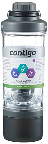 Contigo Unisex – Erwachsene Shake Go Fit Flasche, Black and Grey, 650 ml