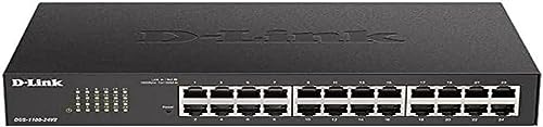D-Link DGS-1100-24V2/E Gigabit Smart Switch (24 Ports, 10/100/1000 Mbit/s, einfache Plug & Play-Installation, lüfterlos) - Nur EU-Netzkabel, Schwarz