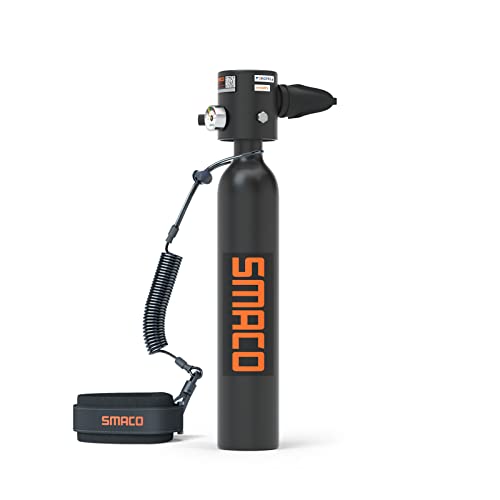 SMACO S300Plus Tauchflasche 0.5L Mini-Tauchflaschen für das Tauchen im Flachen Wasser Kleine Tauchflasche Support 6-10 Mins Unterwasseratmung für Tauchpraxis Oder Als Ersatzluftflasche