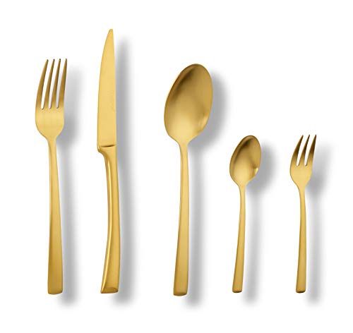 ECHTWERK Tafelbesteck Avelino, Gold Edition, 30-teilig, Essbesteck für bis zu 6 Personen, Edelstahl 18/10, mattiert, Hochwertiges Besteck Set, für festliche Tafeln, inkl. Aufbewahrungs-Kassette