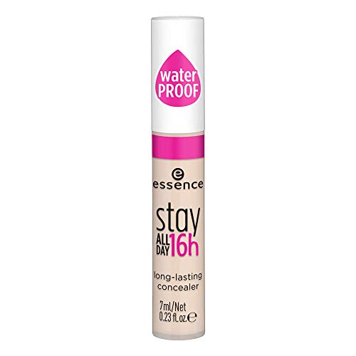 essence stay ALL DAY 16h long-lasting concealer, Nr. 10, Nude, langanhaltend, für trockene Haut, für unreine Haut, für Mischhaut, vegan, ölfrei, ohne Parfüm, ohne Alkohol, 1er Pack (7ml)