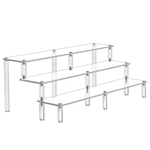 Acryl Riser Ausstellungsregal 3-stöckiges Display Erhöhung Funko Pop-Figuren Display Ständer große Erhöhungen für Cupcake Organizer Make up Kollektion Arbeitsplatte Schreibtischplatte