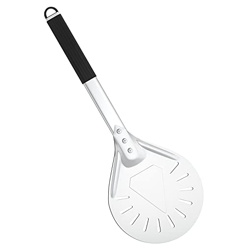 G.a HOMEFAVOR Perforierte Pizzaschaufel, 7 Zoll Pizzaschieber Pizzapaddel aus Aluminium mit Rutschfestem Hitzebeständigem Griff, Pizzaschale für Hausgemachtes Pizza Brot