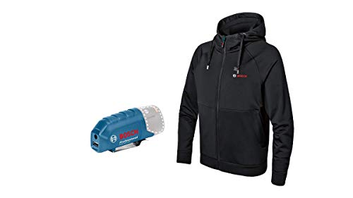 Bosch Professional Beheizbare Sweatjacke GHH 12+18V XA (inkl. USB-Ladeadapter GAA 12V-21, ohne Akku, im Karton) - Größe L