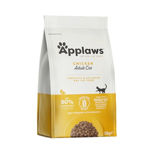 Applaws getreidefreies Katzentrockenfutter mit Huhn für ausgewachsene und reife Katzen, natürlich und vollständig (1x 7,5kg Packung)