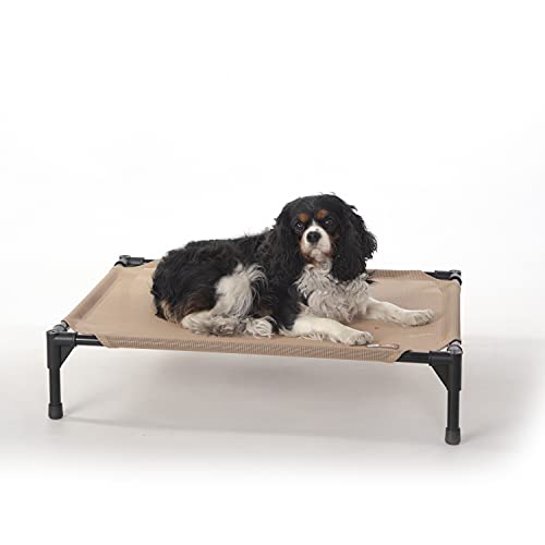 K&H PET PRODUCTS Original Pet Cot Elevated Pet Bed All Season Tan Mesh Medium 25 X 32 X 7 Inches