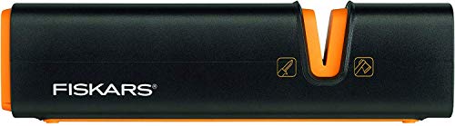 Fiskars Axt- und Messerschärfer, Keramik- Schleifkopf/Gehäuse aus glasfaserverstärktem Kunststoff, Schwarz/Orange, Xsharp, 1000601