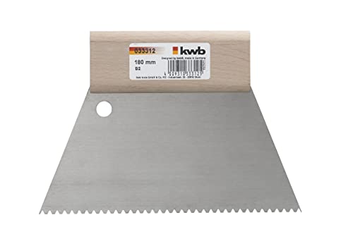 kwb Zahnspachtel 180 mm x 98 mm - Trapezspachtel mit Holzgriff - Ideal für Klebearbeiten und Maurerarbeiten