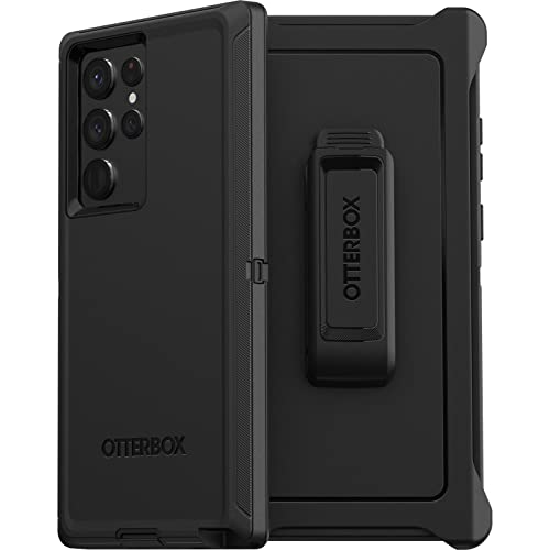 OtterBox Defender Hülle für Samsung Galaxy S22 Ultra, stoßfest, sturzsicher, ultra-robust, schützende Hülle, 4x getestet nach Militärstandard, Schwarz, Keine Einzelhandelsverpackung