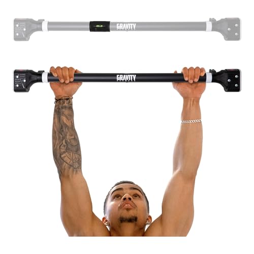 Gravity Fitness Klimmzugstange Türrahmen – Verstellbare Klimmzugstange ohne Bohren (72–95 cm) – Stabile Klimmzugstange Tür für Calisthenics, Krafttraining, Home Gym, Körpergewichtstraining