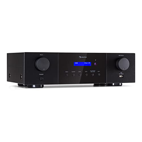 Auna AMP-4000 DAB HiFi-Stereo-Verstärker, DAB+-Radio, USB Fernbedienung, Amplifier mit LED-Display, HiFi Verstärker, schwarz