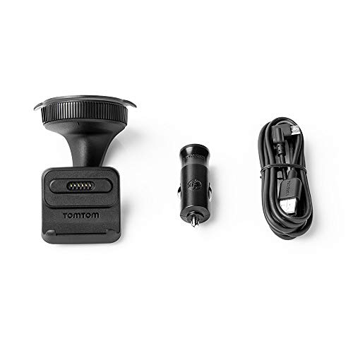 TomTom Click-and-Drive Halterung für die Windschutzscheibe inklusive USB-Autoladegerät und Kabel für ausgewählte 5' und 6' Modelle (Siehe Kompatibilitätsliste unten)