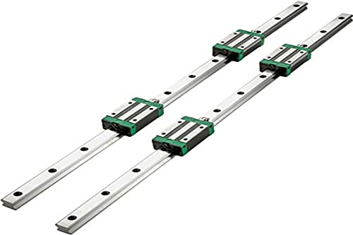 VEVOR Linearschiene, HSR15-1200 Gleitschiene, 2 Stk. 1200mm HSR15-Linearwelle Präzisionswelle, Linearschienenset mit 4 HSR15 Lagerböcken, Linearführungsschiene Führungsschiene Linear Rail, Metallisch