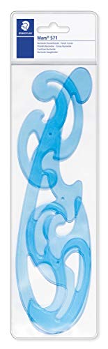 STAEDTLER 571 40 WP Mars Burmester Kurvenlineale 3 teilig im Etui, blau-transparent