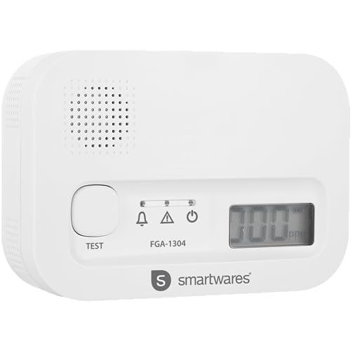 Smartwares FGA-13041 Kohlenmonoxid-Melder, 10 Jahre Sensor, mit Display und Testknopf