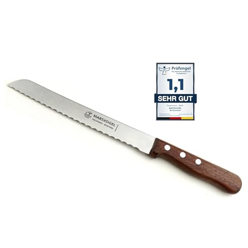Marsvogel Brotmesser 2,0 mm Rückenstärke mit Welle Made in Solingen Bubinga