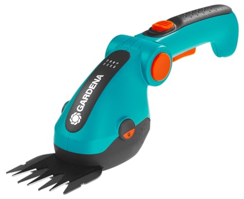 Gardena Akku-Grasschere ComfortCut Li: Rasenkantenschere mit 8 cm Schnittbreite, abwinkelbarer Komforthandgriff mit LED-Anzeige, Messerwechsel ohne Werkzeug (9887-20)