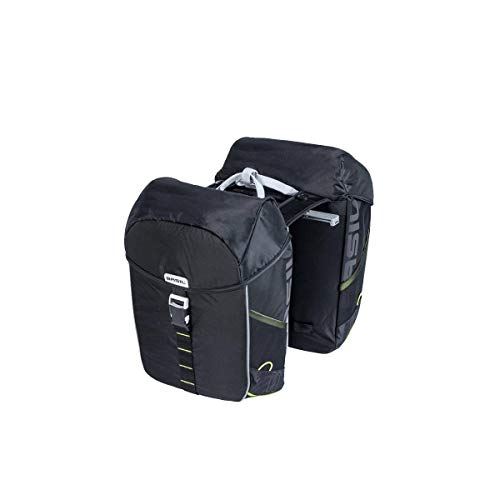 Basil Double Bicycle Bag Miles MIK Black Lime - 34 Liter