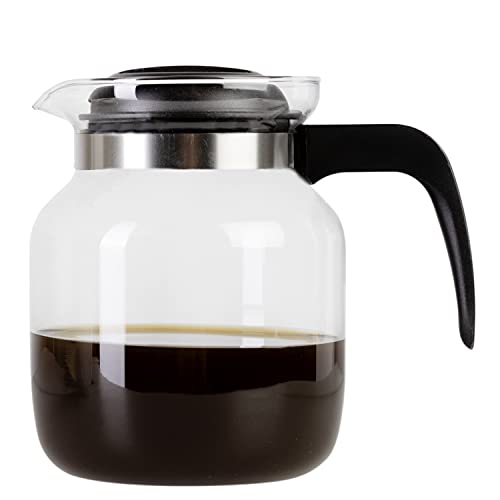 Wenco Premium Glas-Kaffeekanne/Teekanne mit Kunststoff-Deckel, 1,25 l, Transparent, Schwarz (Version 2021)