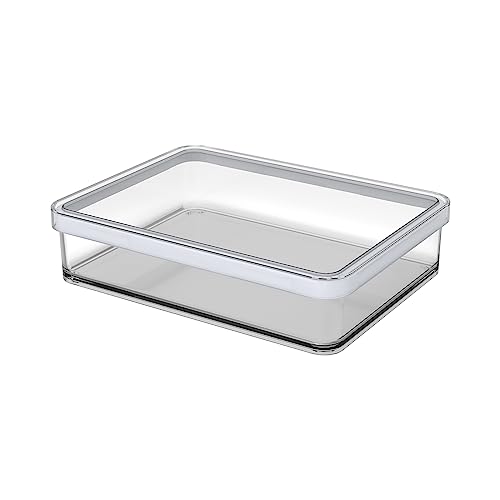 Rotho Loft rechteckige Vorratsdose 1l mit Deckel und Dichtung, Kunststoff (SAN) BPA-frei, transparent/weiss, 1 l breit (20,0 x 15,0 x 4,8 cm)