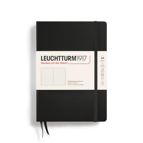 LEUCHTTURM1917 329398 Notizbuch Medium (A5), Hardcover, 251 nummerierte Seiten, Schwarz, dotted