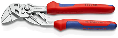 KNIPEX Zangenschlüssel, Multi-Schraubenschlüssel, Chrom-Vanadium, Rostschutz verchromt, 180 mm, 86 05 180