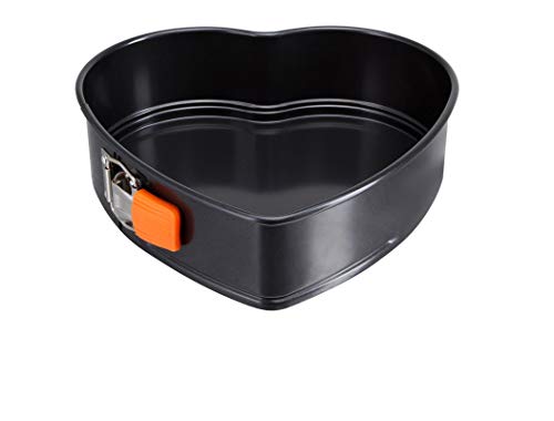 Le Creuset Antihaft Herz-Springform, 24,8 x 23,8 x 6,9 cm, Sauerteigbeständig, Aus Karbonstahl gefertigt, Anthrazit/Orange, 94103326001100