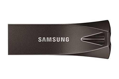 Samsung BAR Plus USB-Stick Typ-A, 64 GB, 200 MB/s Lesen, 30 MB/s Schreiben, widerstandsfähiger USB 3.1 Flash Drive mit Schlüsselring, Titan Gray, MUF-64BE4/APC