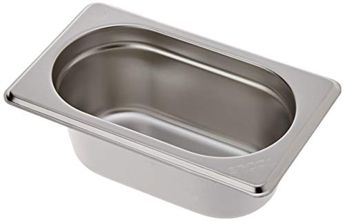 Vogue Gastronorm-Pfanne 1/9, Edelstahltablett, Tiefe: 65 mm, Fassungsvermögen: 600 ml, Behälter für heiße und kalte Speisen, Bain Marie-geeignet, Deckel separat erhältlich, K824