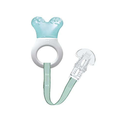 MAM Cooler & Clip kühlender Beißring, Zahnungshilfe mit Clip für einfaches Befestigen, extra kleiner und leichter Beißring für Babys, ab 2+ Monate, türkis