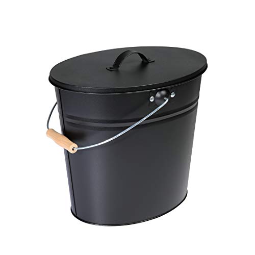 Kamino Flam 333252 Ascheeimer Für Kamin, Kohleneimer 24 Liter Mit Deckel Und Tragegriff Für Kohle Und Asche, Kamin, Ofen, Grill