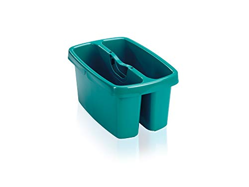 Leifheit Eimer Combi Box mit 2 Kammern für Wasser und Putzutensilien, platzsparend stapelbarer Putzeimer, Aufbewahrungsbox für Eimer Combi
