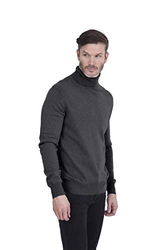Cashmeren Herren Basic Rollkragenpullover 100% reines Kaschmir Langarm Rollkragen Pullover (Anthrazit, L)