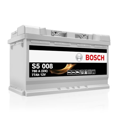 Bosch S5 008 Autobatterie 77 Ah - 780 A - 12 V, Blei-Säure-Batterie für Fahrzeuge ohne Start-Stopp-Automatik - Polarität: links - rechts +, 278 x 175 x 190 mm - für Kfz mit hohem Strombedarf