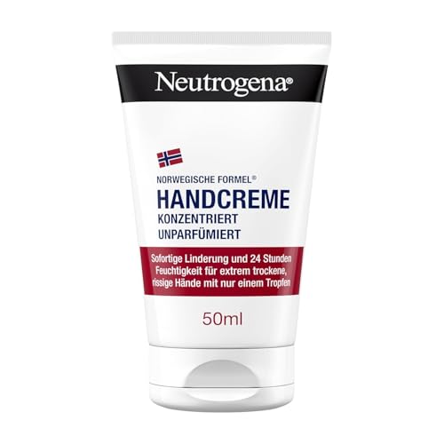 Neutrogena Handcreme konzentriert unparfümiert, beruhigende Feuchtigkeitscreme mit 40Prozent Glycerin + Vitamin E, sofort feuchtigkeitsspendende Handcreme für sehr trockene Hände 50 ml